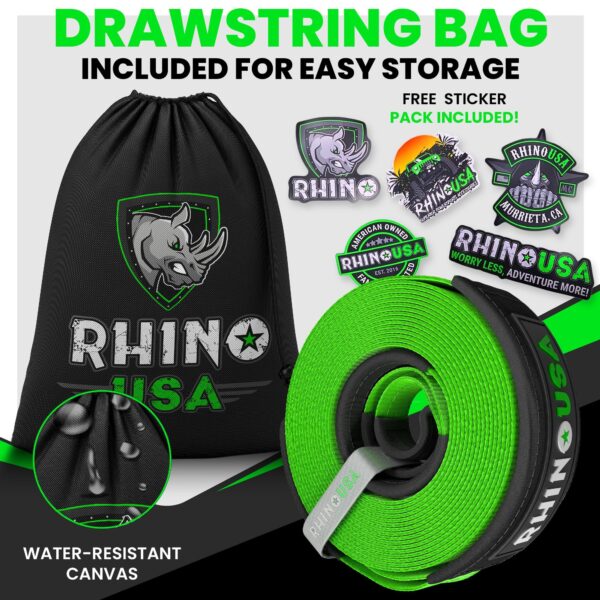 RHINO USA RECOVERY TOW STRAP 4INX30FT (GREEN)