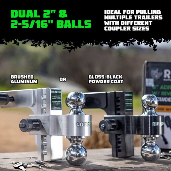 RHINO USA 6IN HEAVY DUTY DROP HITCH - 2IN (SILVER)