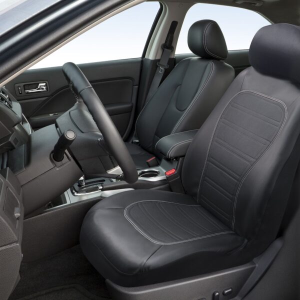 Engineered Leather - Tristan - Universal Fit Bucket Seat Cover Black Each