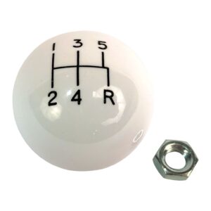 Classic Style Shift Knob: 5 speed: 3/8-16 w/locknut: White
