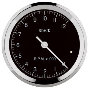 TACHOMETER, CLASSIC, 80MM, BLACK, 0-12K RPM