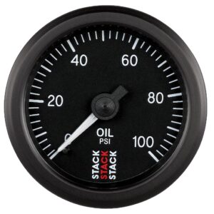 OIL PRESS, MECHANICAL, 52MM, BLACK, 0-100 PSI, 1/8 in. NPTF (M)