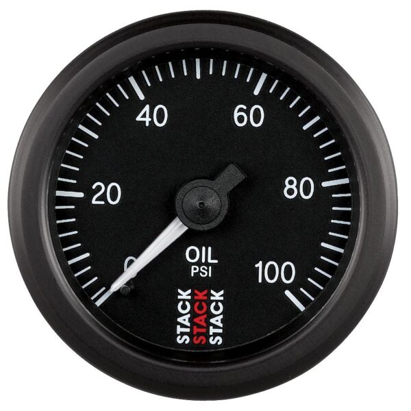 OIL PRESS, MECHANICAL, 52MM, BLACK, 0-100 PSI, 1/8 in. NPTF (M)
