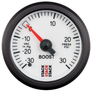 52MM, BOOST PRESS, MECH, -30INHG TO +30PSI, STACK WHT