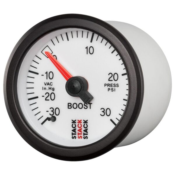 52MM, BOOST PRESS, MECH, -30INHG TO +30PSI, STACK WHT