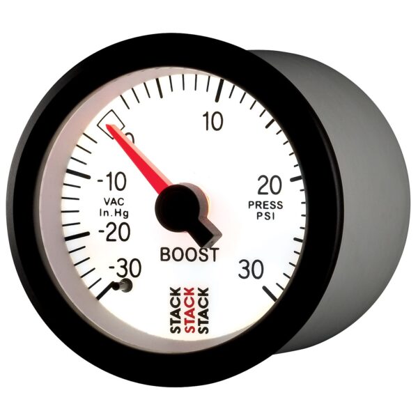 52MM, BOOST PRESS, MECH, -30INHG TO +30PSI, STACK WHT