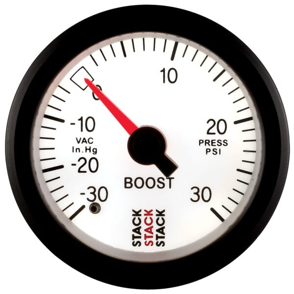 52MM, BOOST PRESS, MECH, -30INHG TO +30PSI, STACK WHT