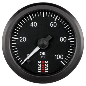 OIL PRESS, PRO STEPPER MOTOR, 52MM, BLK, 0-100 PSI, 1/8 in. NPTF MALE