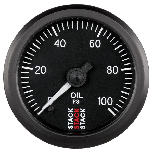 OIL PRESS, PRO STEPPER MOTOR, 52MM, BLK, 0-100 PSI, 1/8 in. NPTF MALE