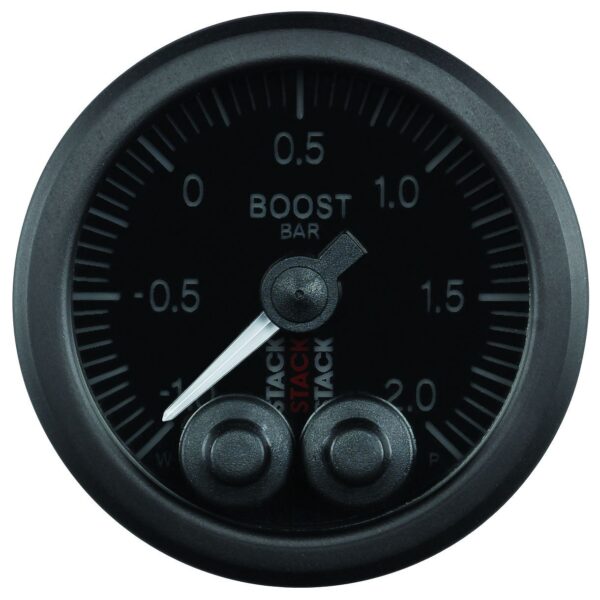 52MM, BOOST PRESS, PRO-CONTROL, BLK, -1 TO +2 BAR, INCL. T-FITTING