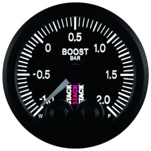 52MM, BOOST PRESS, PRO-CONTROL, BLK, -1 TO +2 BAR, INCL. T-FITTING