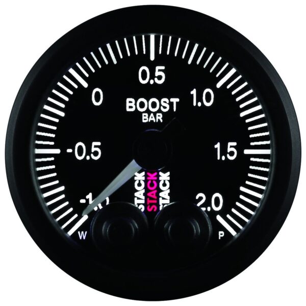 52MM, BOOST PRESS, PRO-CONTROL, BLK, -1 TO +2 BAR, INCL. T-FITTING