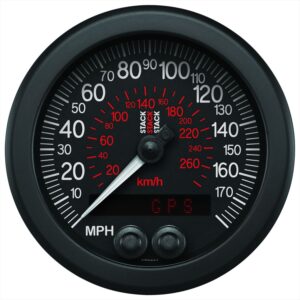 88MM SPEEDOMETER, 0-180 MPH / 290 KM/H, STACK BLK