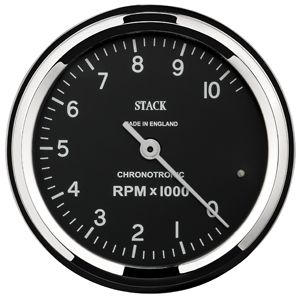 TACHOMETER, CHRONOTRONIC, 80MM, BLK, 0-10K RPM