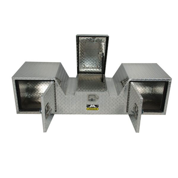 GXTX - TB203-57RD-BT - 57inch V-Shape 5th Wheel RV Box, 1 Lid, 2 Rear Facing Doors - Black Texture Coated
