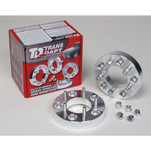 TRANS-DAPT PERFORMANCE PRODUCTS 4 LUG WHEEL ADAPTERS; 100MM WHEEL BOLT CIRCLE; 4.5 IN. HUB BOLT CIRCLE; 12MMX1.5 THREADS (PR)- ALUMINUM