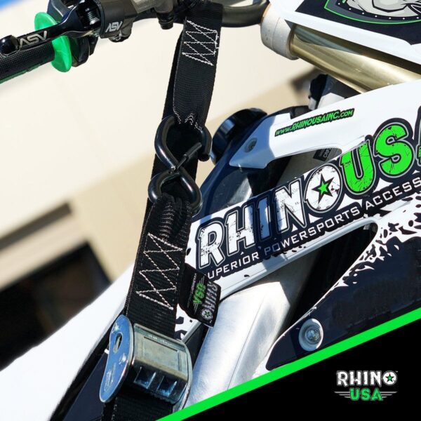 RHINO USA 1.5" x 8' CAMBUCKLE MOTORCYCLE TIEDOWN STRAPS 2-PACK (RED)
