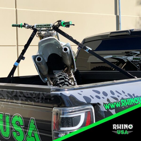 RHINO USA 1.5" x 8' CAMBUCKLE MOTORCYCLE TIEDOWN STRAPS 2-PACK (BLUE)