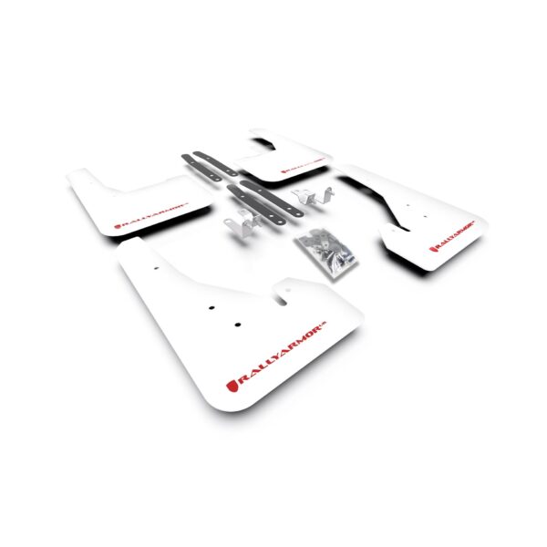 Rally Armor MF67-UR-WH/RD 2018-2025 Toyota Corolla Hatchback White Mud Flap/Red Logo