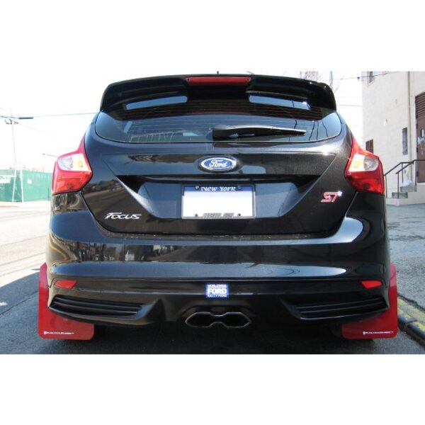 Rally Armor MF27-UR-BLK/TS - 2013-2019 Ford Focus SE, Titanium, ST, RS - Black Mud Flap/Tangerine Scream Logo