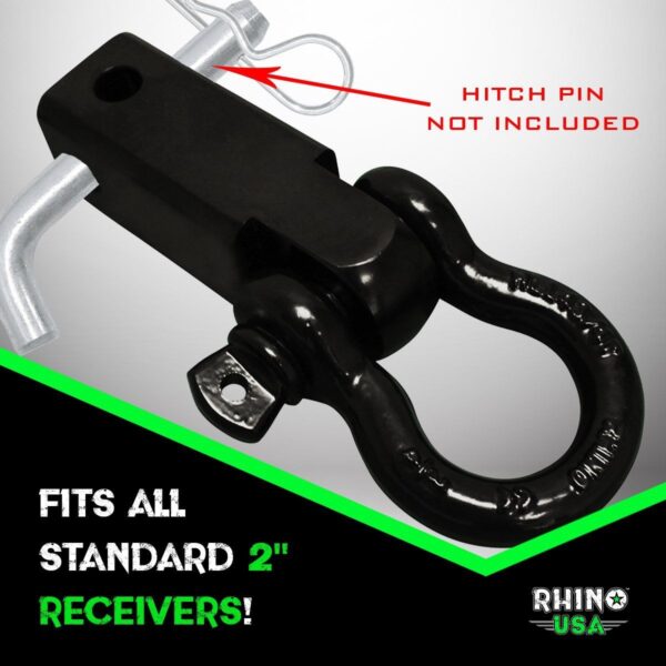 RHINO USA SHACKLE HITCH RECEIVER W/ D-RING (GRAY)