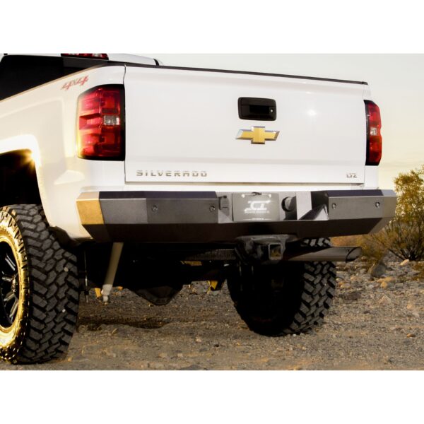 ICI Rear Bumper; AL-RBM95CHN; 2014 - 2018 Chevrolet Silverado 1500; 2014 - 2018 GMC Sierra 1500; 2015 - 2019 Chevrolet Silverado 2500/3500; 2015 - 2019 GMC Sierra 2500/3500; Alumilite Series; aftermarket aluminum truck bumper