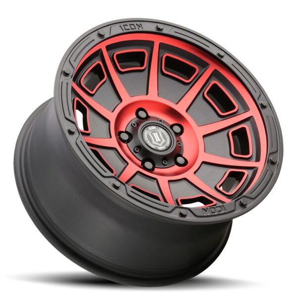 ICON ALLOYS VICTORY SAT BLK RED - 17 X 8.5 / 5X5 / -6MM / 4.5" BS