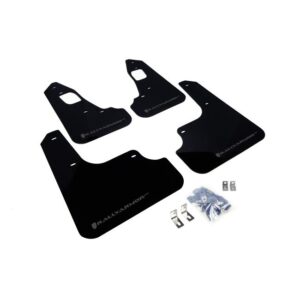 Rally Armor MF10-UR-BLK/GRY - 2008-2017 Mitsubishi Lancer GSR/MR/SE/SAM - Black Mud Flap/Grey Logo