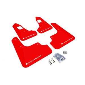Rally Armor MF10-UR-RD/WH - 2008-2017 Mitsubishi Lancer GSR/MR/SE/SAM - Red Mud Flap/White Logo