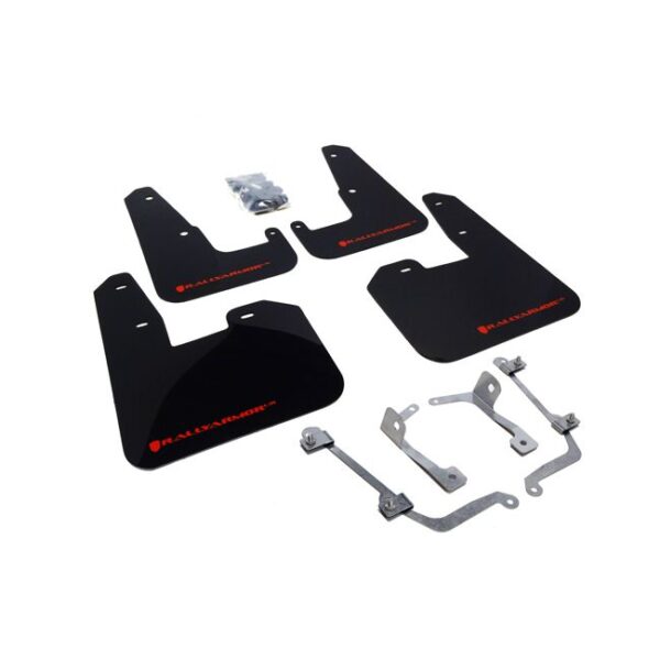 Rally Armor MF15-UR-BLK/RD - 2011-2014 Subaru WRX Hatchback / 2008-2014 Subaru STI Hatchback - Black Mud Flap/Red Logo