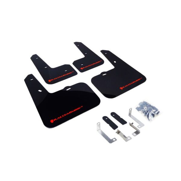 Rally Armor MF24-UR-BLK/RD - 2012-2018 Hyundai Veloster Base, Turbo - Black Mud Flap/Red Logo