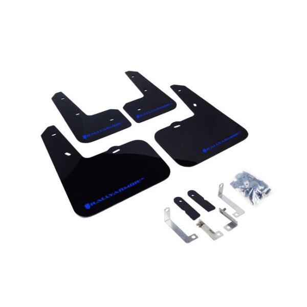 Rally Armor MF24-UR-BLK/BL - 2012-2018 Hyundai Veloster Base, Turbo - Black Mud Flap/Blue Logo