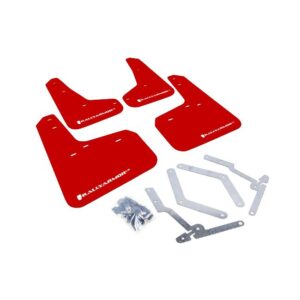 Rally Armor MF27-UR-RD/WH - 2013-2019 Ford Focus SE, Titanium, ST, RS - Red Mud Flap/White Logo