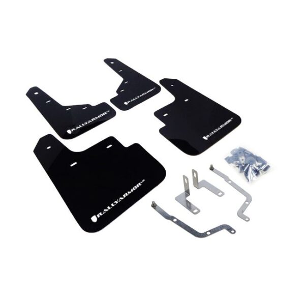 Rally Armor MF31-UR-BLK/WH - 2014-2018 Mazda 3 Grand Touring, Sport, SV, Touring - Black Mud Flap/White Logo