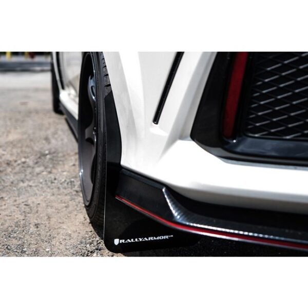 Rally Armor MF47-UR-BLK/WH - 2017-2022 Honda Civic Type R - Black Mud Flap/White Logo