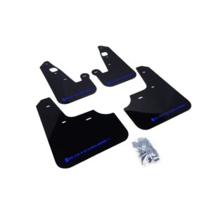 Rally Armor MF8-UR-BLK/BL - 2007-2017 Mitsubishi Lancer DE/ES/GTS/SE/Ralliart Sedan - Black Mud Flap/Blue Logo