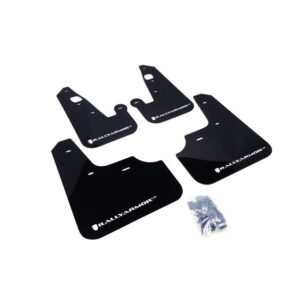 Rally Armor MF8-UR-BLK/WH - 2007-2017 Mitsubishi Lancer DE/ES/GTS/SE/Ralliart Sedan - Black Mud Flap/White Logo