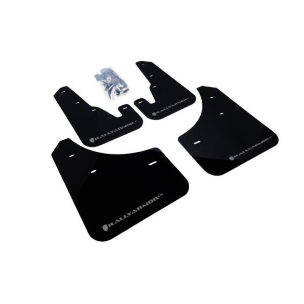 Rally Armor MF9-UR-BLK/SIL - 2004-2009 Mazda 3 I/Mazdaspeed/S - Black Mud Flap/Silver Logo
