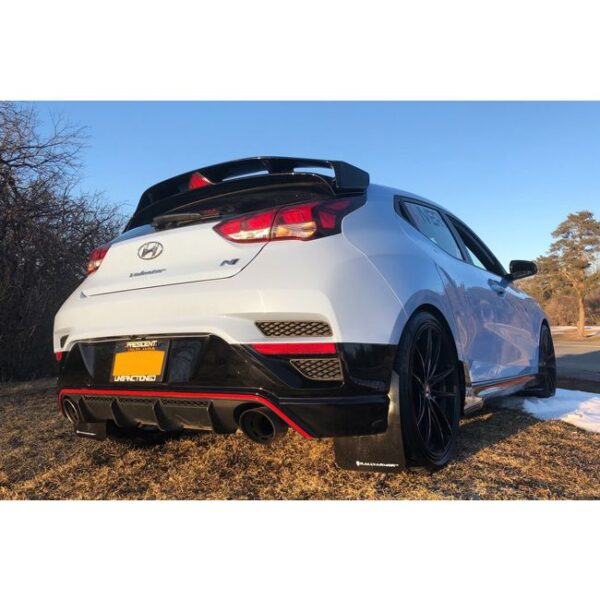Rally Armor MF57-UR-BLK/PBL - 2019-22 Hyundai Veloster Veloster N - Black Mud Flap/Performance Blue Logo
