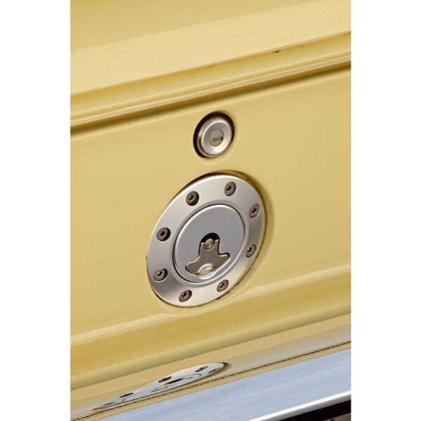Billet aluminum gas cap for 1967-1968 Camaro, locking, anodized Silver.