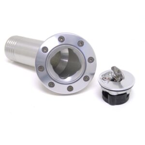 Billet aluminum gas cap for 1967-1968 Camaro, locking, anodized Silver.