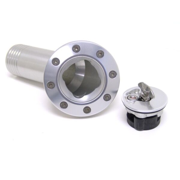 Billet aluminum gas cap for 1967-1968 Camaro, locking, anodized Silver.