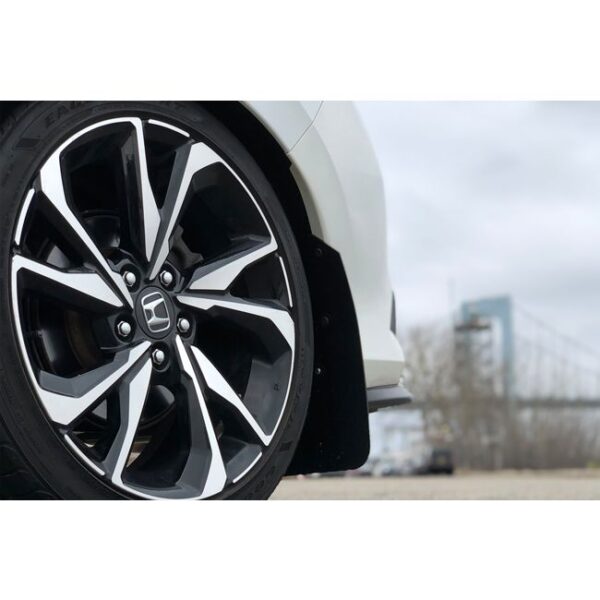 Rally Armor MF50-UR-BLK/WH - 2016-2021 Honda Civic Sedan, Coupe - Black Mud Flap/White Logo