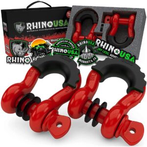 RHINO USA 3/4" D-RING SHACKLE SET (2-PACK)(RED)