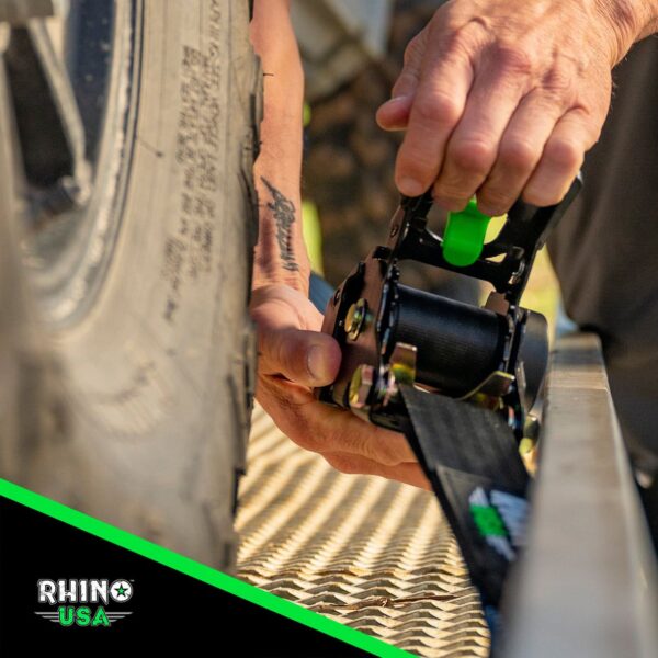 RHINO USA RETRACTABLE RATCHET STRAPS (2PK 2INX10FT) GREEN