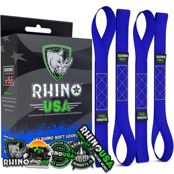 RHINO USA SOFT LOOPS MOTORCYCLE TIE-DOWN SET 4-PACK BLUE