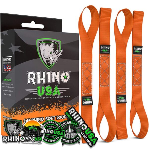 RHINO USA SOFT LOOPS MOTORCYCLE TIE-DOWN SET 4-PACK ORANGE