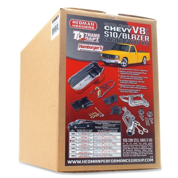 TRANS-DAPT PERFORMANCE PRODUCTS S10 / V8 SWAP KIT- WITH FACTORY HEADS- UNCOATED HEADERS