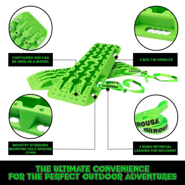 RHINO USA RECOVERY TRACTION BOARDS - GREEN (PAIR)