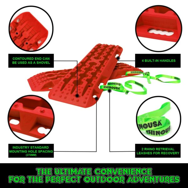 RHINO USA RECOVERY TRACTION BOARDS - RED (PAIR)
